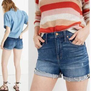 Madewell Cutoff Edition High-Rise Frayed Denim Jean Shorts Glenoaks Wash